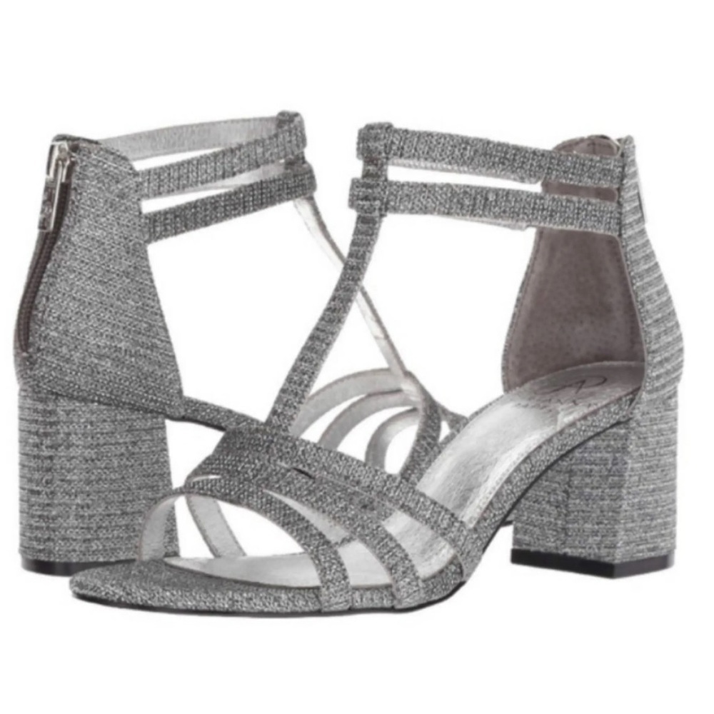 Adrianna Papell Silver Block Heel Sandals